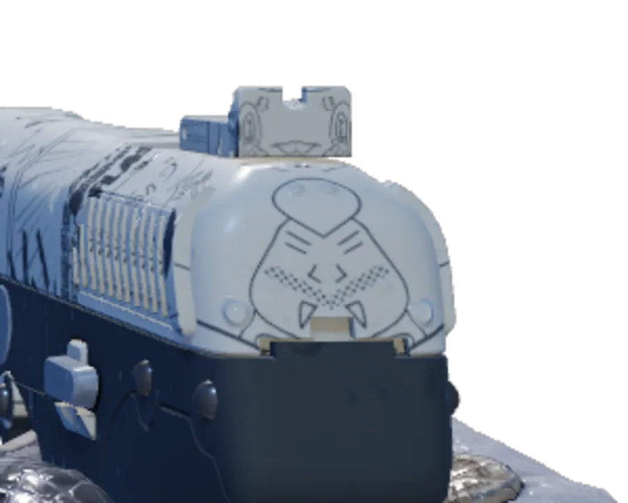 Five-SeveN Kami paint seed 376: a round face with heavy brows, a nose and a drooping moustache across the slide.