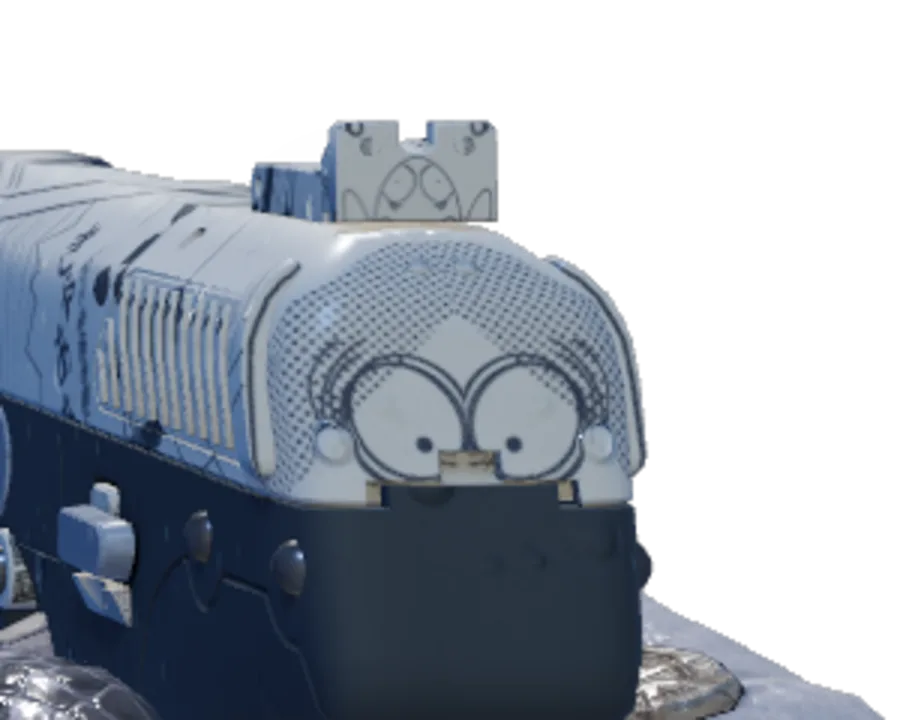 Five-SeveN Kami paint seed 403: two large round eyes with dark pupils under a dotted field, like an owl.