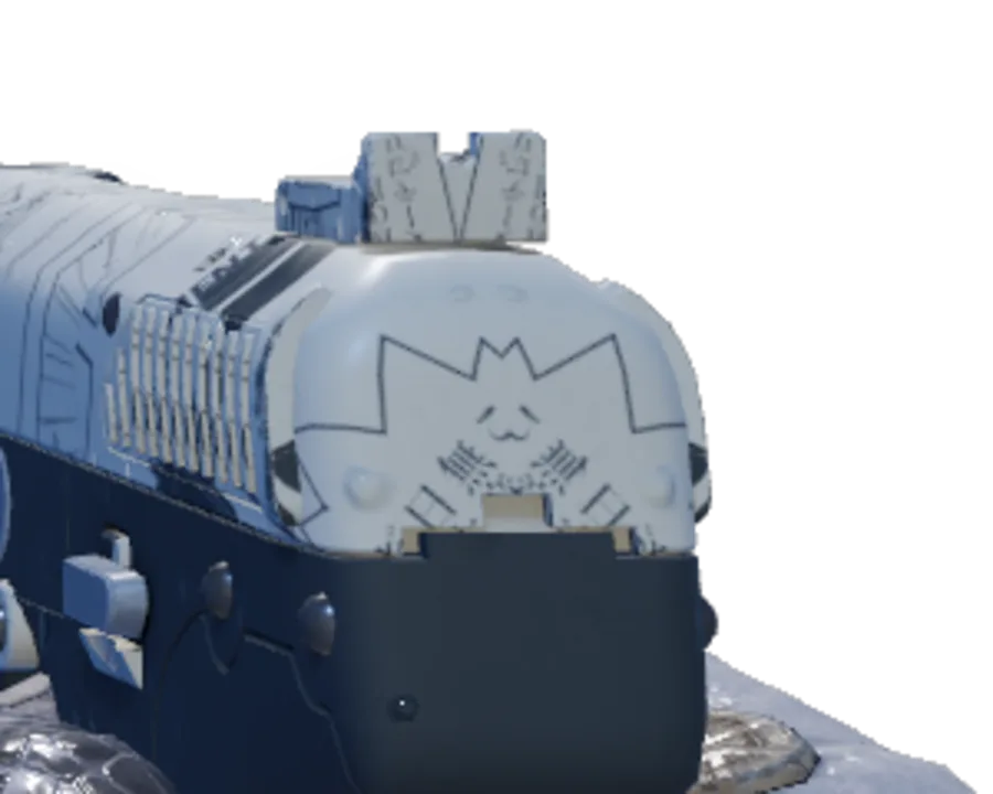 Five-SeveN Kami paint seed 906: a jagged crown-like outline over two eyes and a small mouth, resembling a creature in a cracked eggshell.